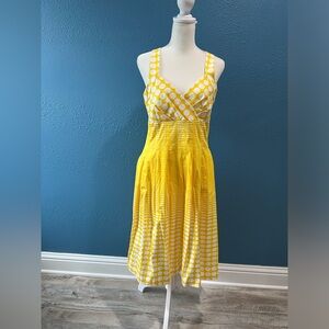 Calvin Klein Retro Halter Yellow/White Polka Dot Dress Size 6